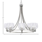 Paramount Eight Light Chandelier in Brushed Nickel with 6" Clear Bubble Shade