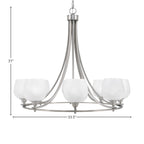 Paramount Eight Light Chandelier in Brushed Nickel with 6" White Marble Shade