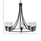 Paramount Eight Light Chandelier in Matte Black with 4" Clear Bubble Shade