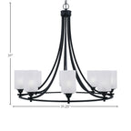 Paramount Eight Light Chandelier in Matte Black with 4" White Marble Shade