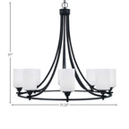 Paramount Eight Light Chandelier in Matte Black with 4" White Muslin Shade