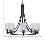 Paramount Eight Light Chandelier in Matte Black with 5" Clear Textured Shade