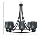 Paramount Eight Light Chandelier in Matte Black with 5" Smoke Textured Shade
