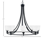 Paramount Eight Light Chandelier in Matte Black with 4.5" Square White Muslin Shade