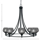 Paramount Eight Light Chandelier in Matte Black with Smoke Textured Shade
