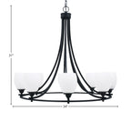 Paramount Eight Light Chandelier in Matte Black with 5" White Linen Shade