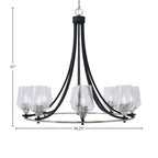 Paramount Eight Light Chandelier in Matte Black & Brushed Nickel with 5" Clear Bubble Shade
