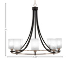 Paramount Eight Light Chandelier in Matte Black & Brushed Nickel with 4" White Marble Shade