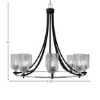 Paramount Eight Light Chandelier in Matte Black & Brushed Nickel with 4" Smoke Bubble Shade