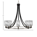 Paramount Eight Light Chandelier in Matte Black & Brushed Nickel with 4" Onyx Swirl Shade