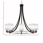 Paramount Eight Light Chandelier in Matte Black & Brushed Nickel with 4" White Muslin Shade