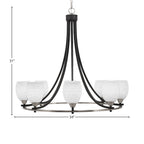 Paramount Eight Light Chandelier in Matte Black & Brushed Nickel with 5" White Matrix Shade