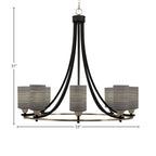 Paramount Eight Light Chandelier in Matte Black & Brushed Nickel with 4" Gray Matrix Shade