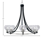 Paramount Eight Light Chandelier in Matte Black & Brushed Nickel with 5.75" Clear Bubble Shade