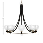 Paramount Eight Light Chandelier in Matte Black & Brushed Nickel with 5.75" White Marble Shade
