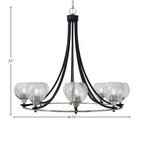 Paramount Eight Light Chandelier in Matte Black & Brushed Nickel with 5.75" Smoke Bubble Shade