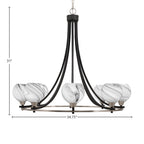 Paramount Eight Light Chandelier in Matte Black & Brushed Nickel with 5.75" Onyx Swirl Shade