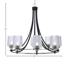 Paramount Eight Light Chandelier in Matte Black & Brushed Nickel with 5" Clear Textured Shade