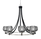 Paramount Eight Light Chandelier in Matte Black & Brushed Nickel with Smoke Textured Shade