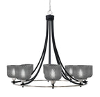 Paramount Eight Light Chandelier in Matte Black & Brushed Nickel with Smoke Textured Shade