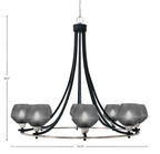 Paramount Eight Light Chandelier in Matte Black & Brushed Nickel with Smoke Textured Shade