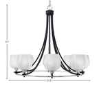 Paramount Eight Light Chandelier in Matte Black & Brushed Nickel with 6" White Marble Shade