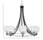 Paramount Eight Light Chandelier in Matte Black & Brushed Nickel with 6" Smoke Bubble Shade