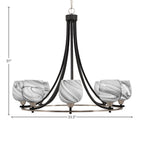 Paramount Eight Light Chandelier in Matte Black & Brushed Nickel with 6" Onyx Swirl Shade