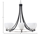 Paramount Eight Light Chandelier in Matte Black & Brushed Nickel with 5" White Linen Shade