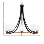 Paramount Eight Light Chandelier in Matte Black & Brass with 5" White Matrix Shade