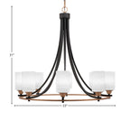 Paramount Eight Light Chandelier in Matte Black & Brass with 4" White Matrix Shade