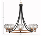 Paramount Eight Light Chandelier in Matte Black & Brass with 5.75" Smoke Bubble Shade