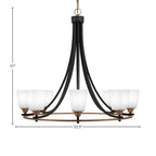 Paramount Eight Light Chandelier in Matte Black & Brass with 4.5" Square White Muslin Shade