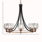 Paramount Eight Light Chandelier in Matte Black & Brass with 6" Smoke Bubble Shade