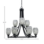 Paramount Nine Light Chandelier in Matte Black with 5" Black Fusion Shade