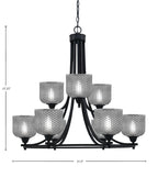 Paramount Nine Light Chandelier in Matte Black with Smoke Textured Shade