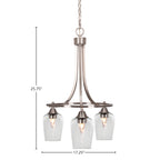 Paramount Three Light Chandelier in Brushed Nickel with 5" Clear Bubble Shade