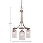 Paramount Three Light Chandelier in Brushed Nickel with 4" Clear Bubble Shade