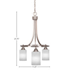 Paramount Three Light Chandelier in Brushed Nickel with 4" White Marble Shade