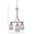 Paramount Three Light Chandelier in Brushed Nickel with 4" Smoke Bubble Shade