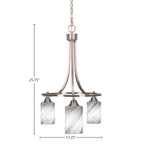 Paramount Three Light Chandelier in Brushed Nickel with 4" Onyx Swirl Shade