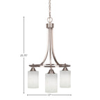 Paramount Three Light Chandelier in Brushed Nickel with 4" White Muslin Shade