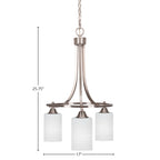 Paramount Three Light Chandelier in Brushed Nickel with 4" White Matrix Shade