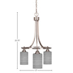 Paramount Three Light Chandelier in Brushed Nickel with 4" Gray Matrix Shade