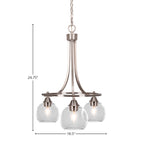 Paramount Three Light Chandelier in Brushed Nickel with 5.75" Clear Bubble Shade