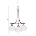 Paramount Three Light Chandelier in Brushed Nickel with 5.75" White Marble Shade