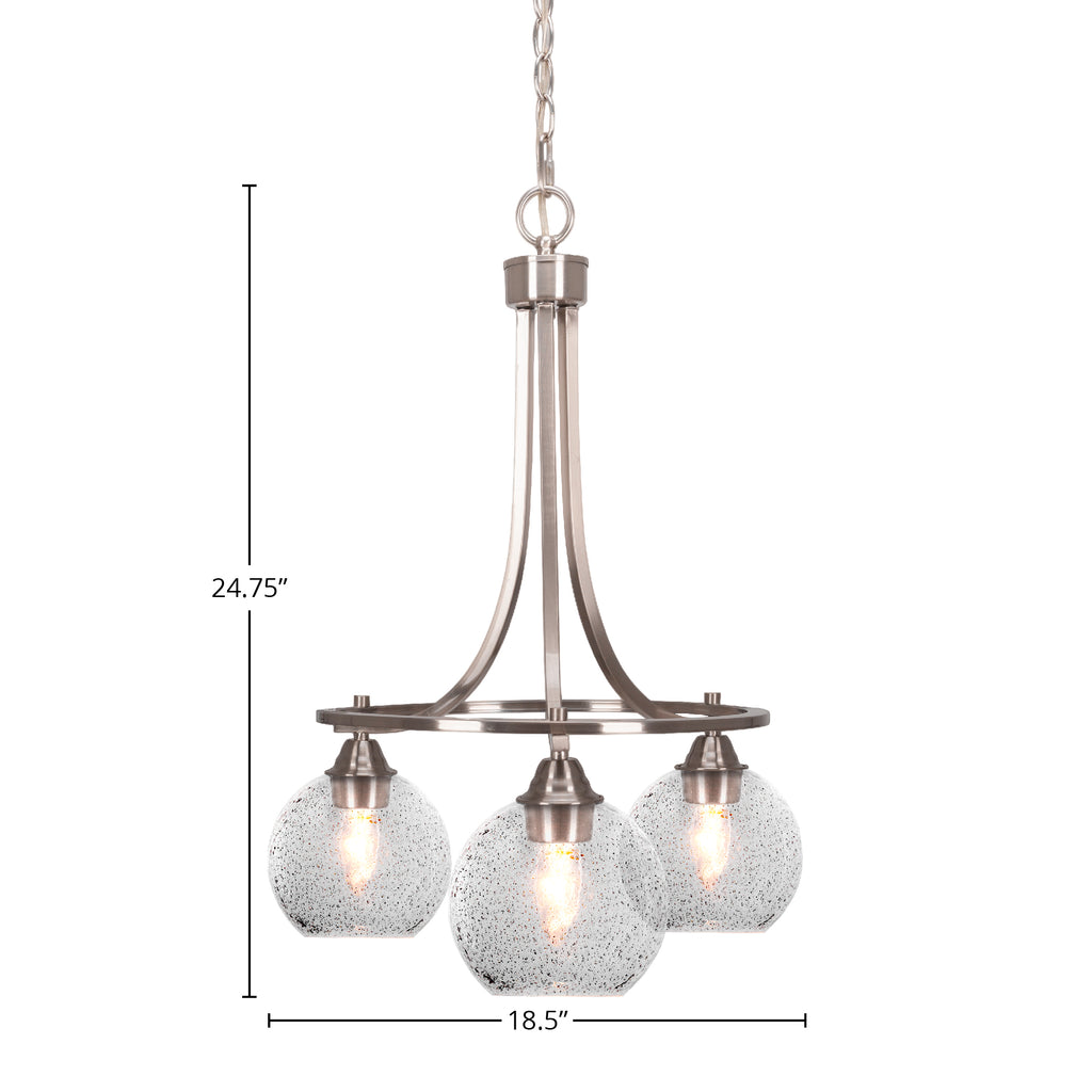 Paramount Three Light Chandelier in Brushed Nickel with 5.75" Smoke Bubble Shade