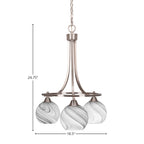Paramount Three Light Chandelier in Brushed Nickel with 5.75" Onyx Swirl Shade