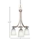 Paramount Three Light Chandelier in Brushed Nickel with 4.5" Square White Muslin Shade