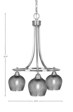 Paramount Three Light Chandelier in Brushed Nickel with Smoke Textured Shade